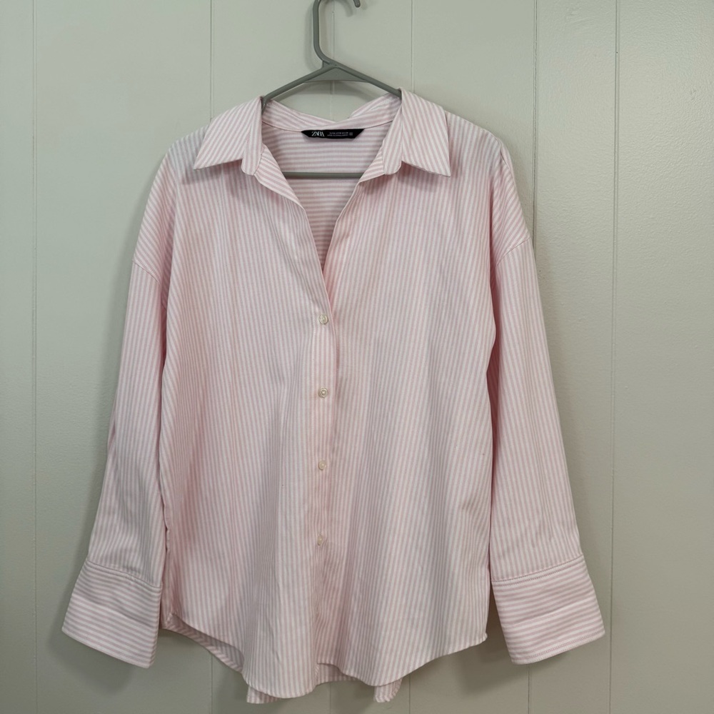 Zara Light Pink Striped Top